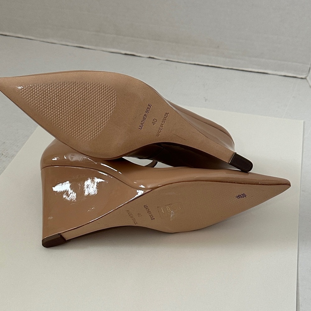 Maeve for Anthro The Sibley Mary Jane Patent Leather Wedge Heels nude 40 or 9.5 - Picture 9 of 12